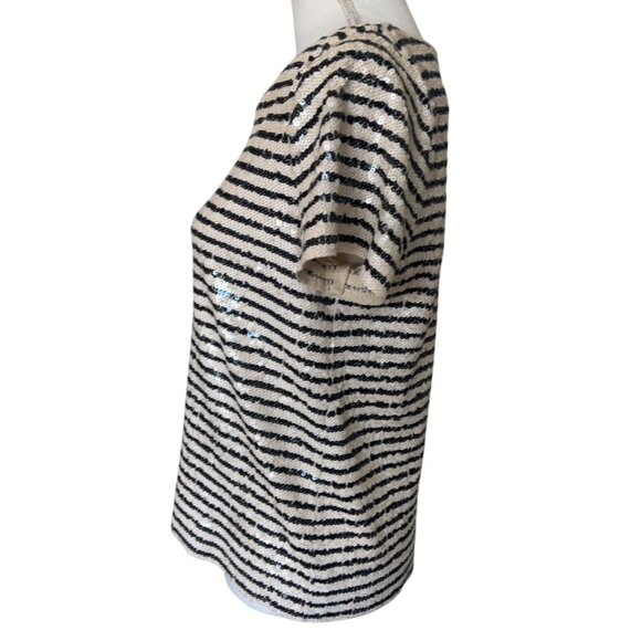 J.Crew Sequin Stripe Shirt Size S Black White - Picture 2 of 9